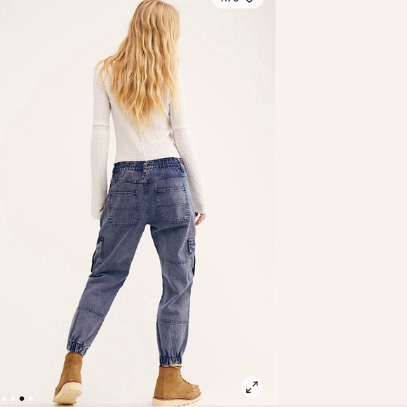 Free people platoon pants jogger jeans navy NWT - Picture 3 of 5